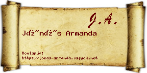 Jónás Armanda névjegykártya